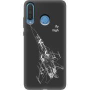 Черный чехол Uprint Huawei P30 Lite Військовий літак