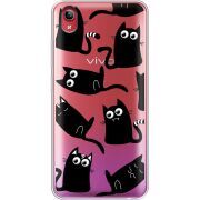 Прозрачный чехол Uprint Vivo Y91C с 3D-глазками Black Kitty