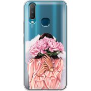 Прозрачный чехол Uprint Vivo Y17 Девушка с Пионами