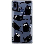 Прозрачный чехол Uprint Samsung A107 Galaxy A10s с 3D-глазками Black Kitty