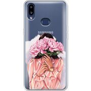Прозрачный чехол Uprint Samsung A107 Galaxy A10s Девушка с Пионами