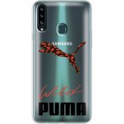 Прозрачный чехол Uprint Samsung A207 Galaxy A20s Wild Cat