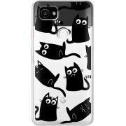 Прозрачный чехол Uprint Google Pixel 2 XL с 3D-глазками Black Kitty