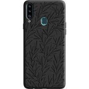 Черный чехол Uprint Samsung A207 Galaxy A20s Leaves