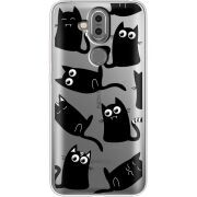 Прозрачный чехол Uprint Nokia 8.1 с 3D-глазками Black Kitty