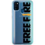 Прозрачный чехол Uprint Samsung M307 Galaxy M30s Free Fire Black Logo