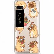 Прозрачный чехол Uprint Meizu Pro 7 с 3D-глазками Pug