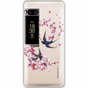 Чехол со стразами Meizu Pro 7 Swallows and Bloom