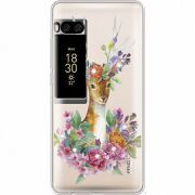 Чехол со стразами Meizu Pro 7 Deer with flowers