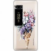 Чехол со стразами Meizu Pro 7 Ice Cream Flowers