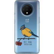 Прозрачный чехол Uprint OnePlus 7T Синиця і калина
