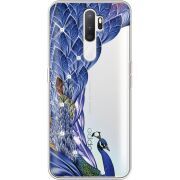 Чехол со стразами OPPO A5 2020 Peafowl