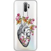 Чехол со стразами OPPO A5 2020 Heart