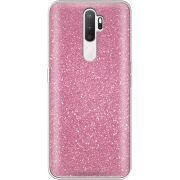 Чехол с блёстками OPPO A5 2020 Розовый