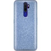 Чехол с блёстками OPPO A9 2020 Голубой
