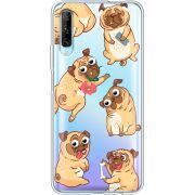Прозрачный чехол Uprint Huawei P Smart Pro с 3D-глазками Pug