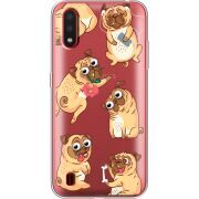 Прозрачный чехол BoxFace Samsung A015 Galaxy A01 с 3D-глазками Pug