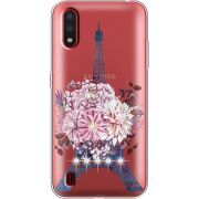 Чехол со стразами Samsung A015 Galaxy A01 Eiffel Tower