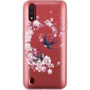 Чехол со стразами Samsung A015 Galaxy A01 Swallows and Bloom