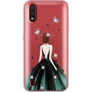 Чехол со стразами Samsung A015 Galaxy A01 Girl in the green dress