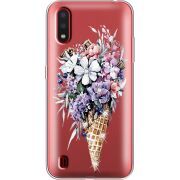 Чехол со стразами Samsung A015 Galaxy A01 Ice Cream Flowers