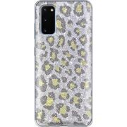 Чехол с блёстками Samsung G980 Galaxy S20 Леопард