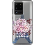 Чехол со стразами Samsung G988 Galaxy S20 Ultra Eiffel Tower