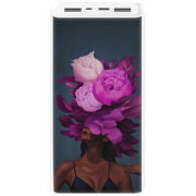 Xiaomi Mi Power Bank 3 20000mAh (PLM18ZM) Белый с принтом Exquisite Purple Flowers
