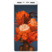 Xiaomi Mi Power Bank 3 20000mAh (PLM18ZM) Белый с принтом Exquisite Orange Flowers