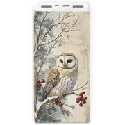 Xiaomi Mi Power Bank 3 20000mAh (PLM18ZM) Белый с принтом Christmas Owl