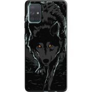 Черный чехол BoxFace Samsung A715 Galaxy A71 Wolf