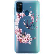 Чехол со стразами Samsung M215 Galaxy M21 Swallows and Bloom