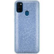 Чехол с блёстками Samsung M215 Galaxy M21 Голубой