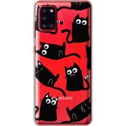 Прозрачный чехол BoxFace Samsung A315 Galaxy A31 с 3D-глазками Black Kitty