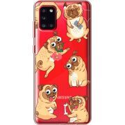 Прозрачный чехол BoxFace Samsung A315 Galaxy A31 с 3D-глазками Pug