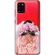 Прозрачный чехол BoxFace Samsung A315 Galaxy A31 Девушка с Пионами
