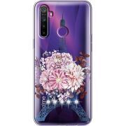 Чехол со стразами Realme 5 / 6i Eiffel Tower