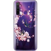Чехол со стразами Realme 5 / 6i Swallows and Bloom
