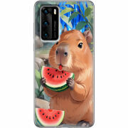 Чехол BoxFace Huawei P40 Капібара з кавуном