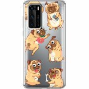 Прозрачный чехол BoxFace Huawei P40 с 3D-глазками Pug