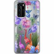 Прозрачный чехол BoxFace Huawei P40 Flamingo