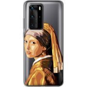 Прозрачный чехол BoxFace Huawei P40 Pro Девушка с жемчужной серёжкой