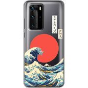 Прозрачный чехол BoxFace Huawei P40 Pro Большая волна в Канагаве