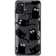 Прозрачный чехол BoxFace Samsung Galaxy A41 (A415) с 3D-глазками Black Kitty