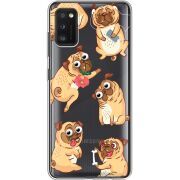 Прозрачный чехол BoxFace Samsung Galaxy A41 (A415) с 3D-глазками Pug