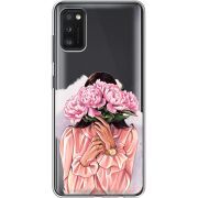 Прозрачный чехол BoxFace Samsung Galaxy A41 (A415) Девушка с Пионами