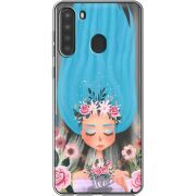 Прозрачный чехол BoxFace Samsung Galaxy A21 (A215) Blue Hair