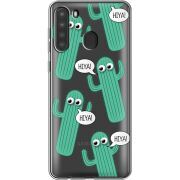 Прозрачный чехол BoxFace Samsung Galaxy A21 (A215) с 3D-глазками HIYA