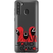 Прозрачный чехол BoxFace Samsung Galaxy A21 (A215) siquid game люди в красном