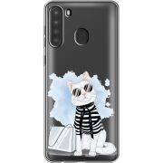 Прозрачный чехол BoxFace Samsung Galaxy A21 (A215) Cat Style